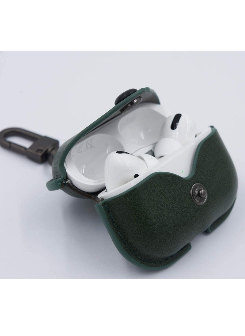 Generic AirPods Pro 2 Case (2022), Leather Protective Case Skin Cover with Keychain and Lock for Apple Airpods Pro 2 Case Green  - Image 2