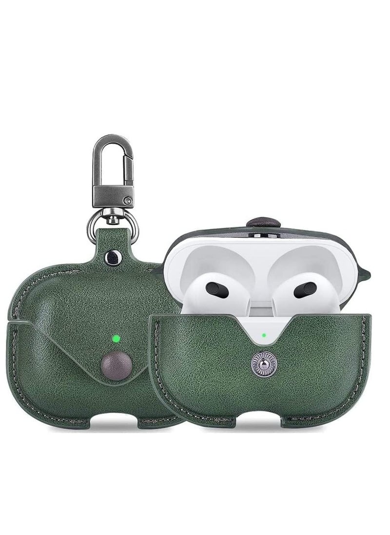 Generic AirPods Pro 2 Case (2022), Leather Protective Case Skin Cover with Keychain and Lock for Apple Airpods Pro 2 Case Green  - Image 4