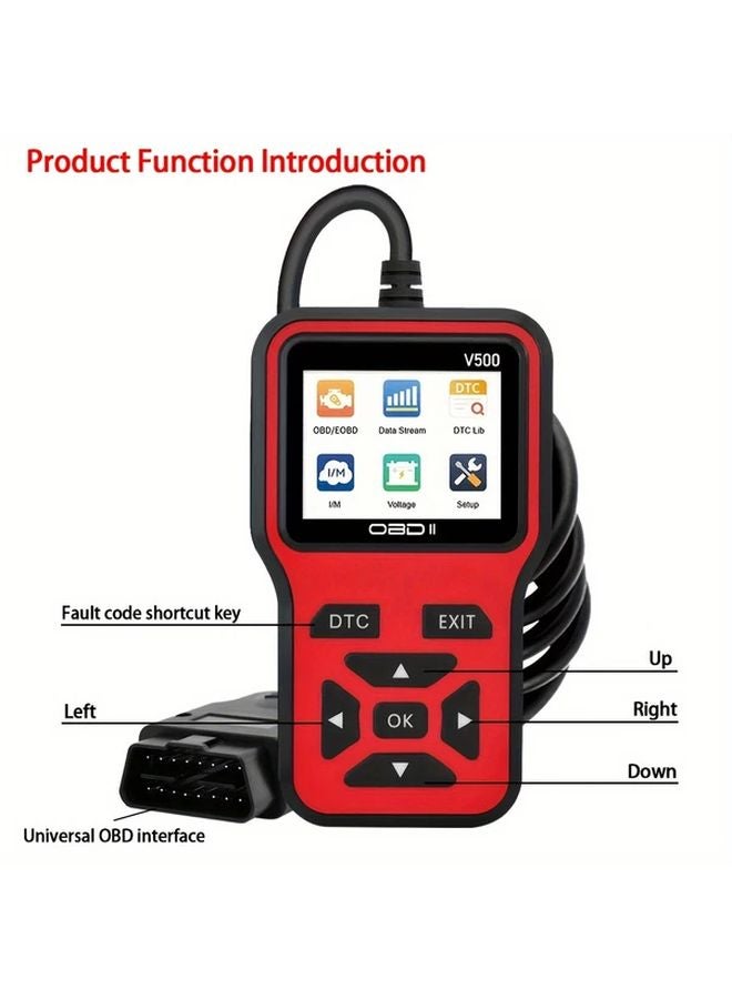 أداة تشخيص السيارات Red OBDII V500 قارئ رمز عطل المحرك مقياس جهد التيار الكهربائي ماسح السيارات - Image 5