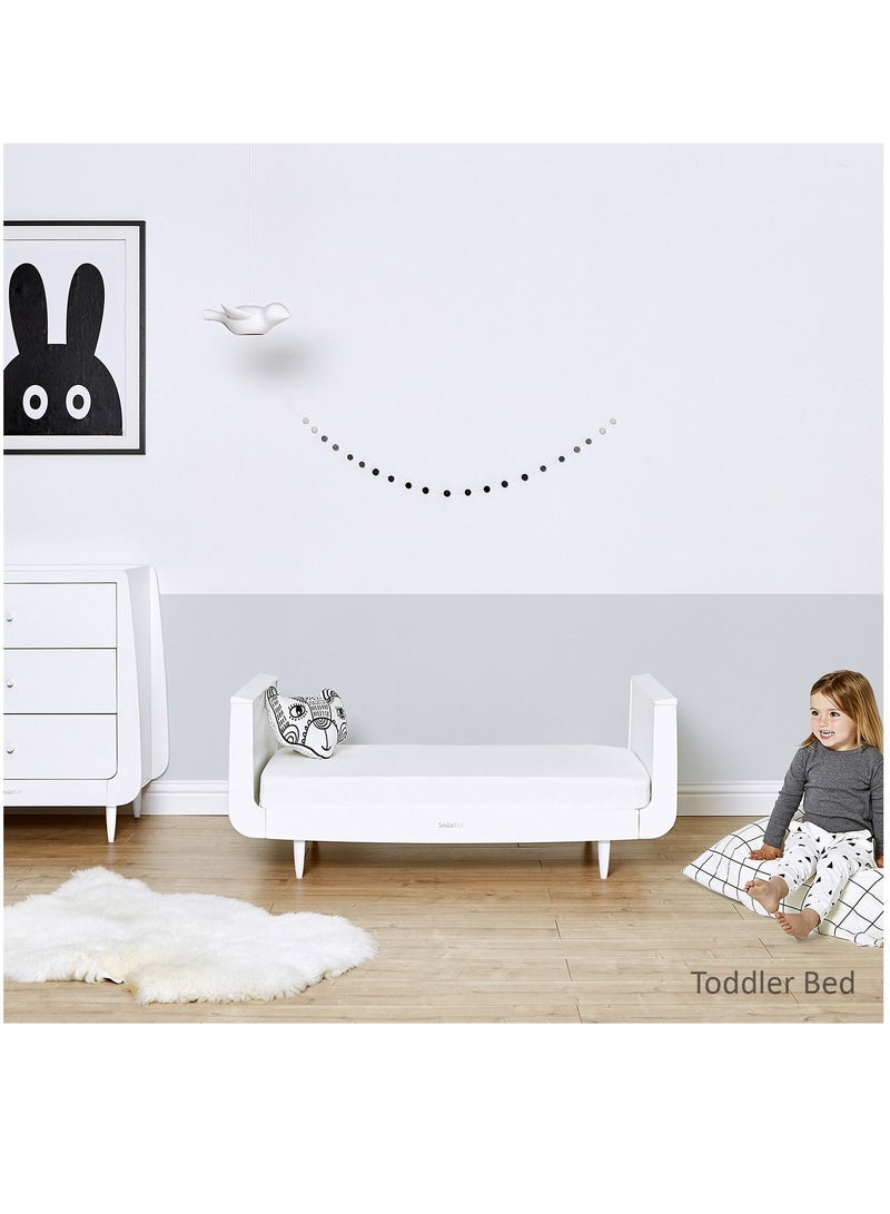 Snuz سرير أطفال سنوزكوت سكاندي قابل للتحويل - أبيض، 120 × 81 × 25.5 سم مناسب من 0 إلى 10 سنوات مع مجموعة ملحقات - Image 4