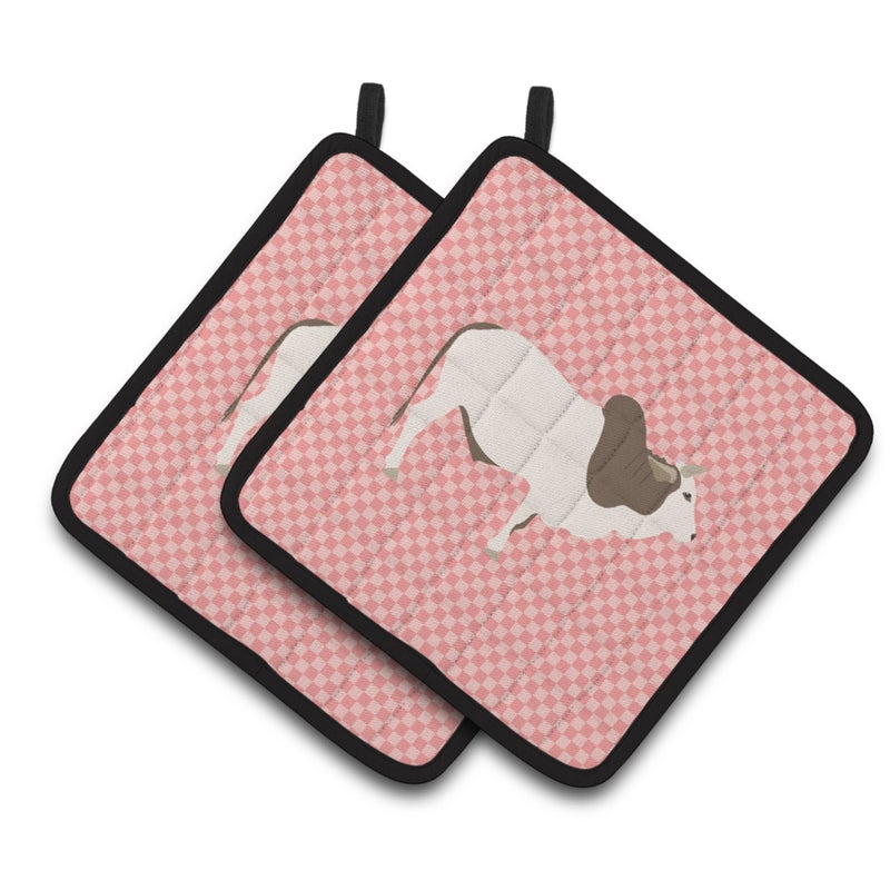 Caroline's Treasures ""Caroline's Treasures Malvi Cow Pink Check Decorated Pot Holder  7.5"""" x 7.5"""""" 