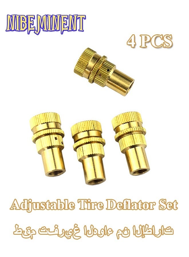 NIBEMINENT 4PCS Automatic Tire Deflator, Brass Adjustable Tire Deflator Kit, Universal 6-30 PSI Preset Air Down Tire Deflators Offroad Accessories, Fits Most Car, Truck, ATV, Truck - Image 1
