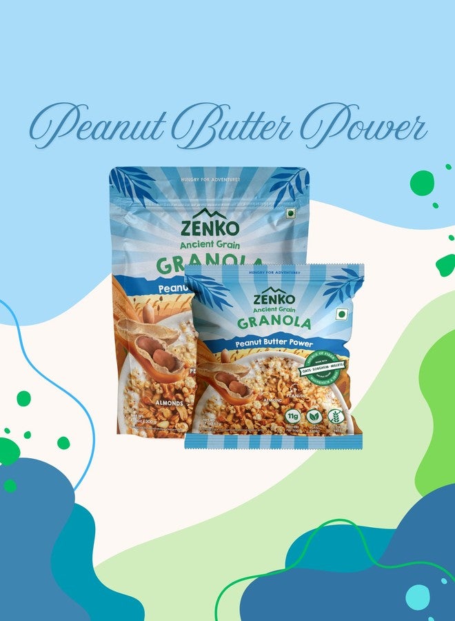 ZENKO Ancient Grain Granola | Peanut Butter Power | with Almonds, Popped Sorghum, Popped Millets | High Protein, Gluten Free, Plant Based | 50g | Pack of 2 - Image 3