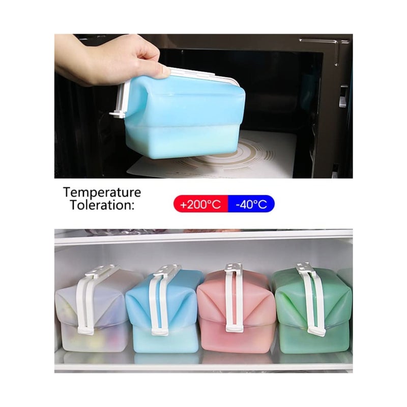 SOLARAE أكياس سيليكون قابلة لإعادة الاستخدام - مقاومة للتسرب ومحكمة الإغلاق آمنة في الميكروويف وغسالة الصحون آمنة في الفريزر أكياس طعام سيليكون قابلة لإعادة الاستخدام أكياس تخزين سيليكون آمنة في الفريزر والفرن والميكروويف وغسالة الصحون (1.5 لتر) (أزرق) - Image 4