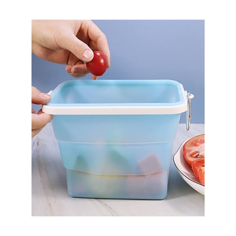 SOLARAE أكياس سيليكون قابلة لإعادة الاستخدام - مقاومة للتسرب ومحكمة الإغلاق آمنة في الميكروويف وغسالة الصحون آمنة في الفريزر أكياس طعام سيليكون قابلة لإعادة الاستخدام أكياس تخزين سيليكون آمنة في الفريزر والفرن والميكروويف وغسالة الصحون (1.5 لتر) (أزرق) - Image 5