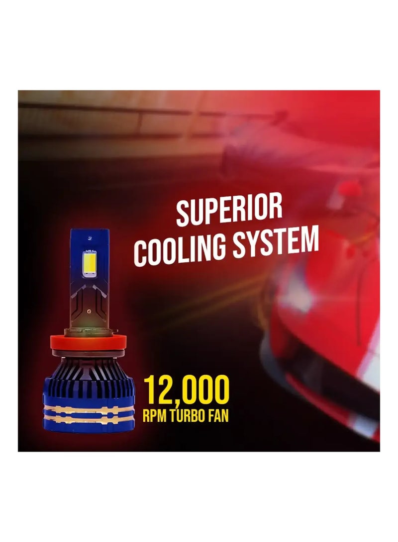 توبيز مصابيح أمامية LED T19 Max الجديدة من Toby's، بقوة 65 واط، بثلاثة ألوان متغيرة (أبيض ماسي 6000 كلفن، وأصفر ذهبي 3000 كلفن، وأبيض دافئ 4300 كلفن) للضوء العالي أو المنخفض أو الضباب. - T19 MAX L - H1 - Image 2