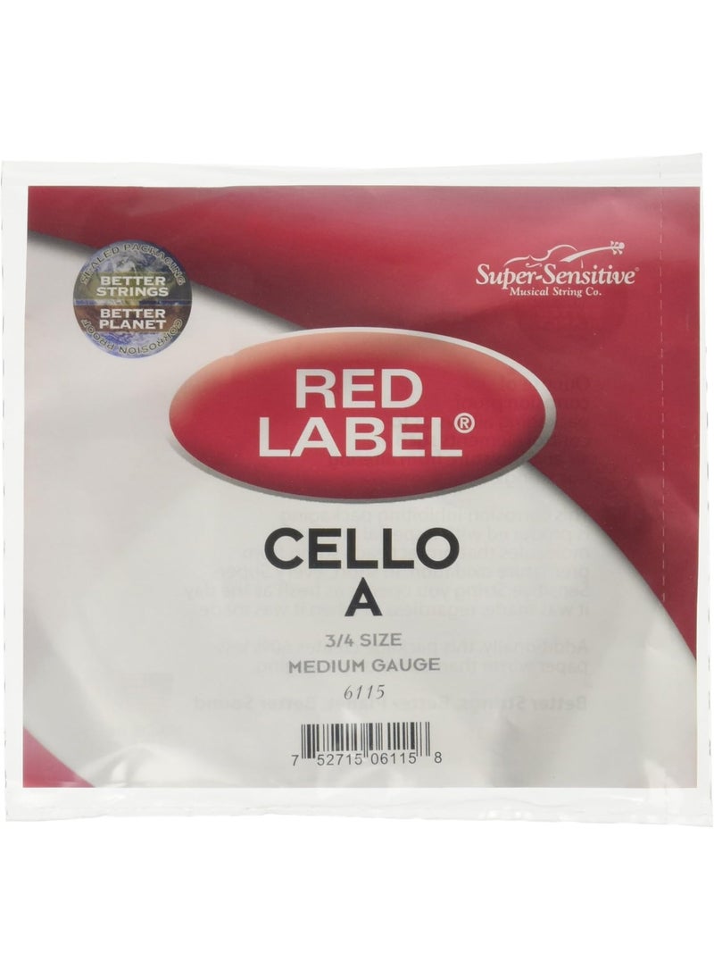 Super Sensitive Red Label Cello A String 3/4 Medium  - Image 1
