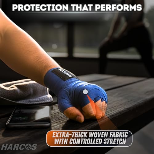Harcos Breathable Boxing Hand Wrap Inner Gloves Elasticated Thumb Loop Bandages,Men Women Mitts Straps Wrist Protection Muay Thai (Black, 108 Inches (2.75 Meter)) - Image 2