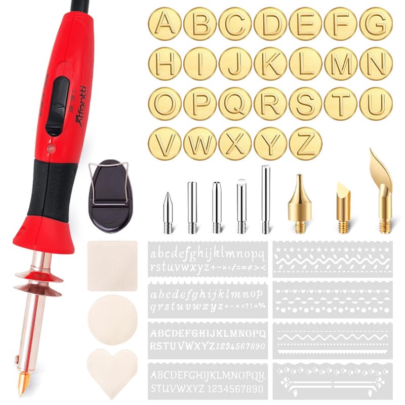 Afantti Wood Burning Pen Leather Pyrography Tool Burner Kit 26 Letters Temperature Adjustable for Woodburning Engraver Carver Crafts - Image 2