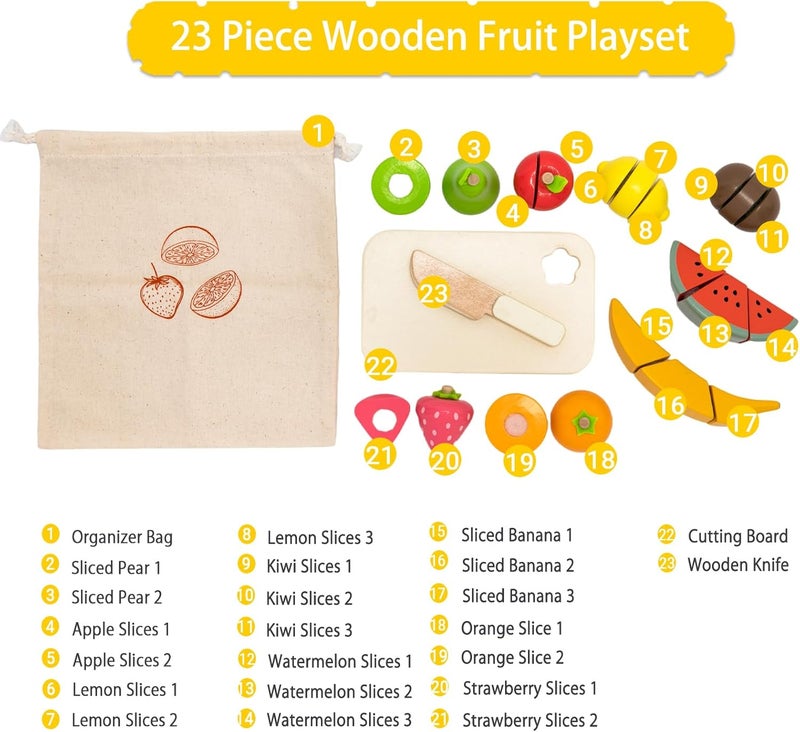 umu Cutting Fruit Set - Wooden Play Food Kitchen Accessory, Multi - Pretend Play Accessories, Wooden Cutting Fruit Toys for Toddlers and Kids Ages 2+ - Image 4