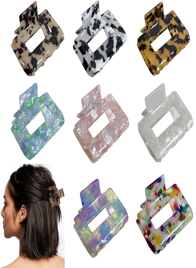 BetterJonny 8Pcs Hair Claw Clips, Square Hair Jaw Clips, Medium Hair Clips, Tortoise Barrettes, Hair Accessories for Women - Image 1