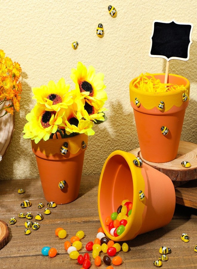 Lineshading 3 Pack 4 Inch Bee Theme Baby Shower Table Centerpieces Bee Decoration Pots Red Clay Jars with Resin Decorative Table Centerpiece for Bees Themed Party Birthday Decoration(Classic) - Image 4