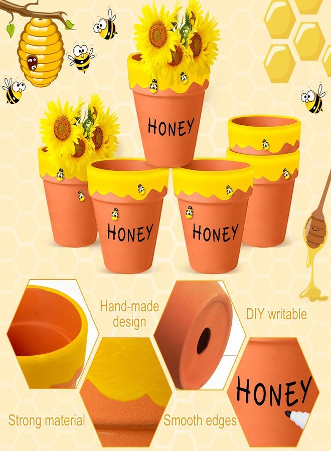 Lineshading 3 Pack 4 Inch Bee Theme Baby Shower Table Centerpieces Bee Decoration Pots Red Clay Jars with Resin Decorative Table Centerpiece for Bees Themed Party Birthday Decoration(Classic) - Image 5