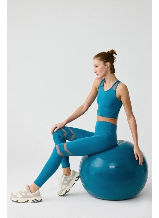 Urban Beat  Larına Women's Full-Length Blue Leggings with Tulle Detail. for Women | Best Price UAE