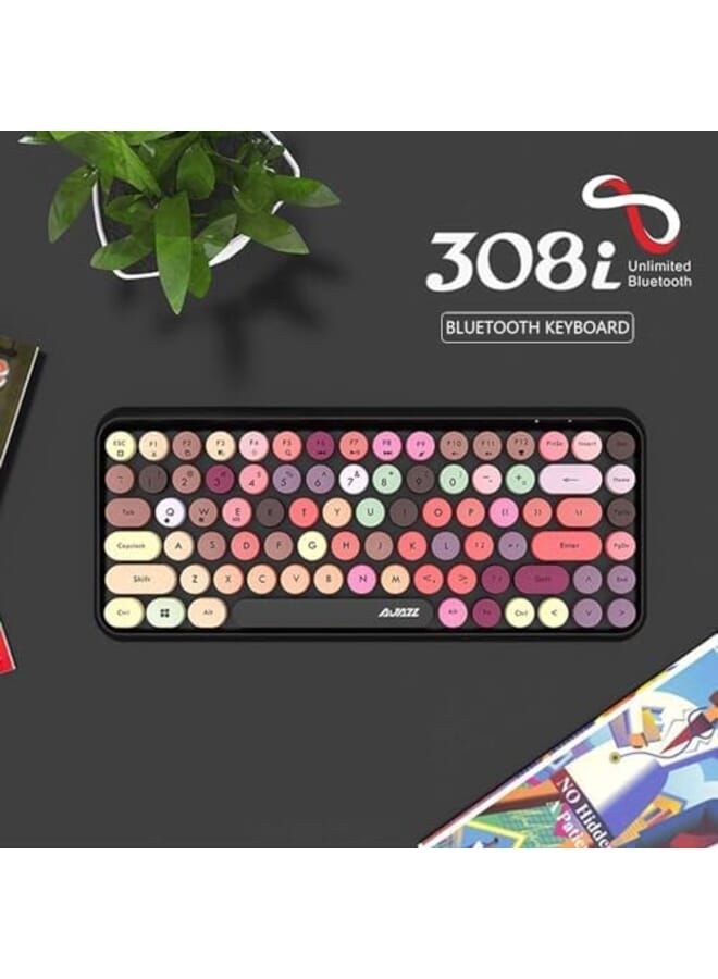 Ajazz 308I Bluetooth Keyboard Round Key Cap 10M Bluetooth Connection 84 Keys For Windows 2000 Windows Xp Windows Me Windows Vista Windows 7 8 10 Multicolor…  - Image 2