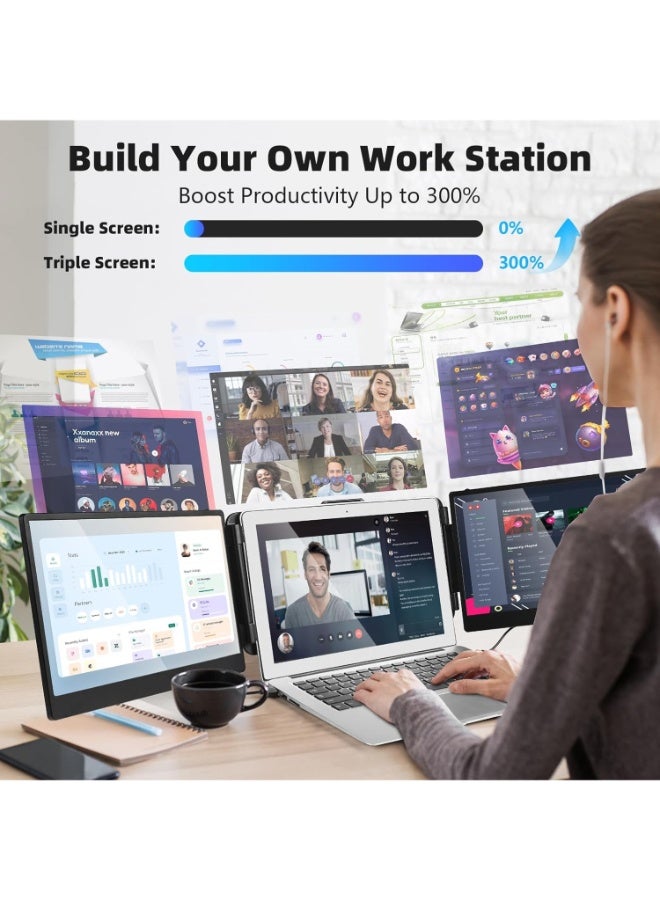 اليشمك شاشة محمولة للابتوب مقاس 14 بوصة بدقة Full HD، شاشة ثلاثية إضافية متوافقة مع لابتوبات 13 إلى 17 بوصة، تدعم Windows وmacOS وChrome - Image 5