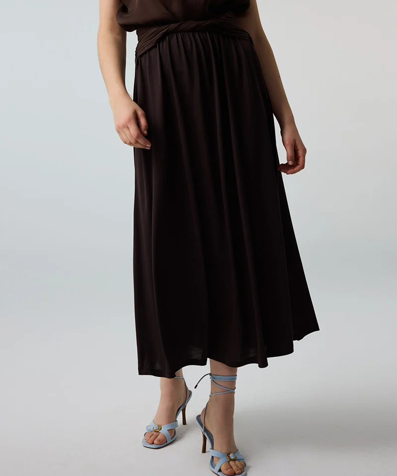 Ipekyol Twisted-Belt Cupro Skirt