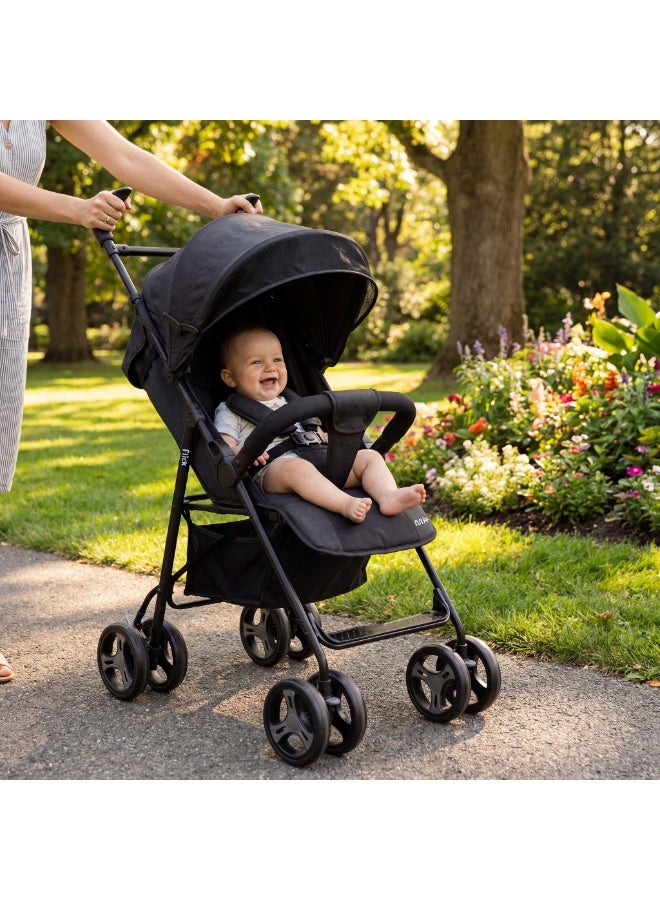FLICK عربة أطفال فليك خفيفة الوزن مع مظلة قابلة للتعديل وحزام أمان خماسي النقاط وسلة تخزين - سترولر سفر عملي مريح للرضع والأطفال - Image 3