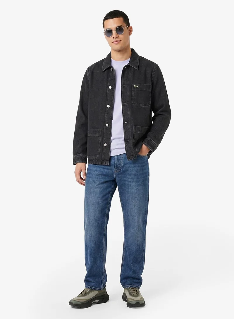 Lacoste  Regular Fit Jacquard Neck Stretch T-Shirt for Men | Best Price UAE