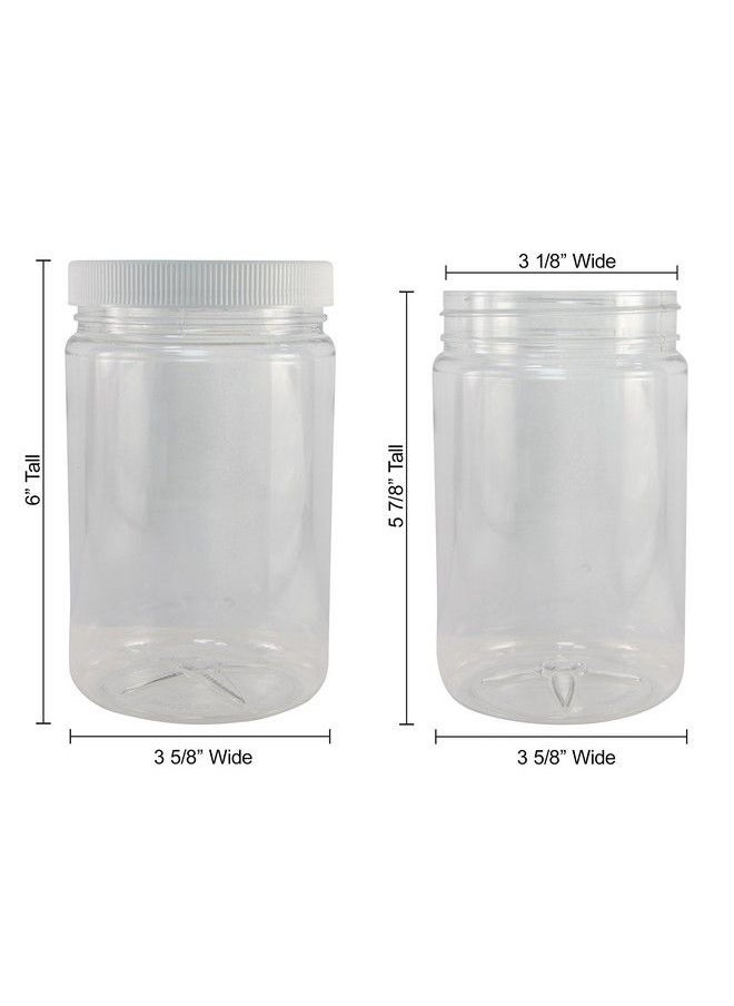 Crystal Clear Pet Plastic Jars With Screw On Lids 64 Oz Set Of 3 Wide Mouth