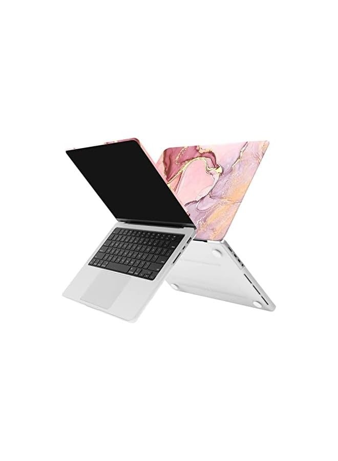 موسيسو متوافق مع حافظة MacBook Pro مقاس 14 بوصة إصدار 2021 2022 A2442 M1 Pro/Max مع شاشة Liquid Retina XDR تعمل باللمس وغطاء بلاستيكي صلب وغطاء لوحة مفاتيح وواقي شاشة، رخامي MO-MBH253، وردي - Image 3