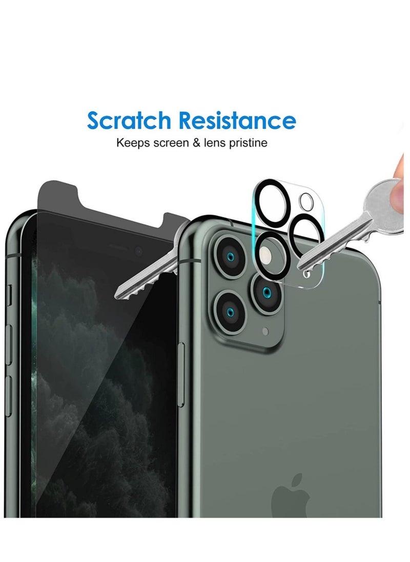 Generic (2 Pack) for iPhone 11 PRO MAX Privacy Tempered Glass Screen Protector Anti-Scratch with Back Camera glass Alignment Frame Bubble Free Scratch Resistant - Image 2