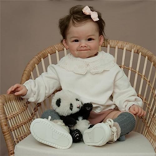 GYCV Lifelike Smile Reborn Baby Dolls Girl 24 Inch Realistic Reborn Toddler Dolls Big Size Real Life Reborn Doll Big Baby That Look Real Weighted Soft Cloth Body Baby Doll with Gift Box - Image 1