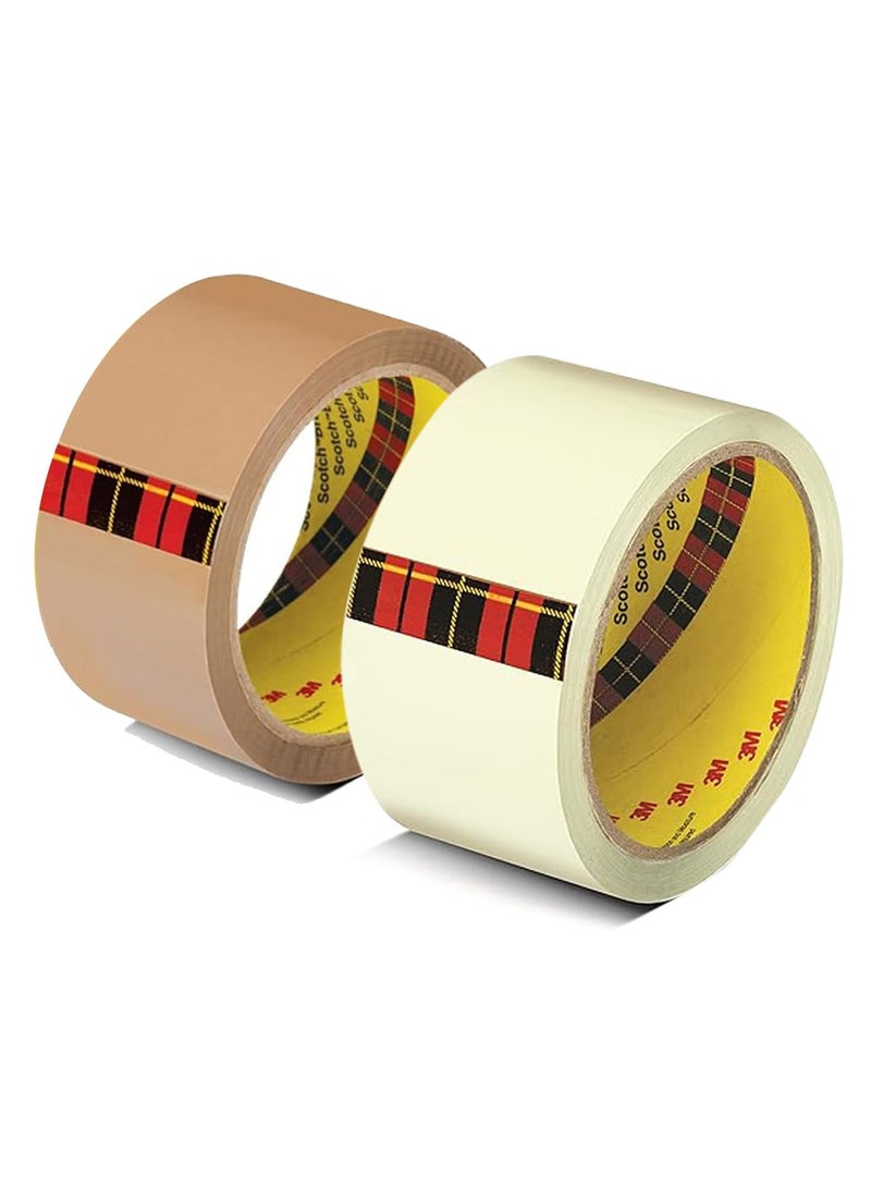 سكوتش شريط تغليف سكوتش ثري إم بوب | شفاف + بني | ٤٨ مم × ٥٠ مترًا | مجموعة للتغليف والتزيين والمشاريع المنزلية - Image 1