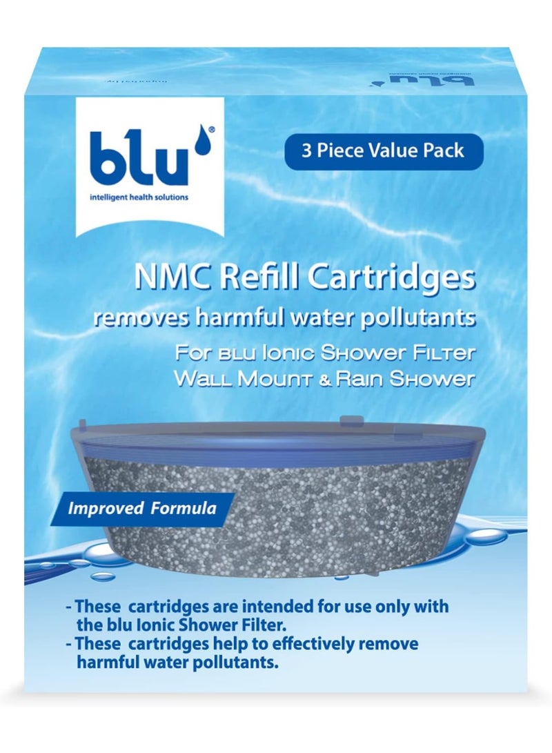 Blu Intelligent Health Solutions Blu Intelligent Health Solutions NMC Refill Cartridge for Wallmount/Rain Shower Blu Ionic Shower Filter - Nano Molecular Cluster technology - Combo Pack (3 units Value Pack)  - Image 1