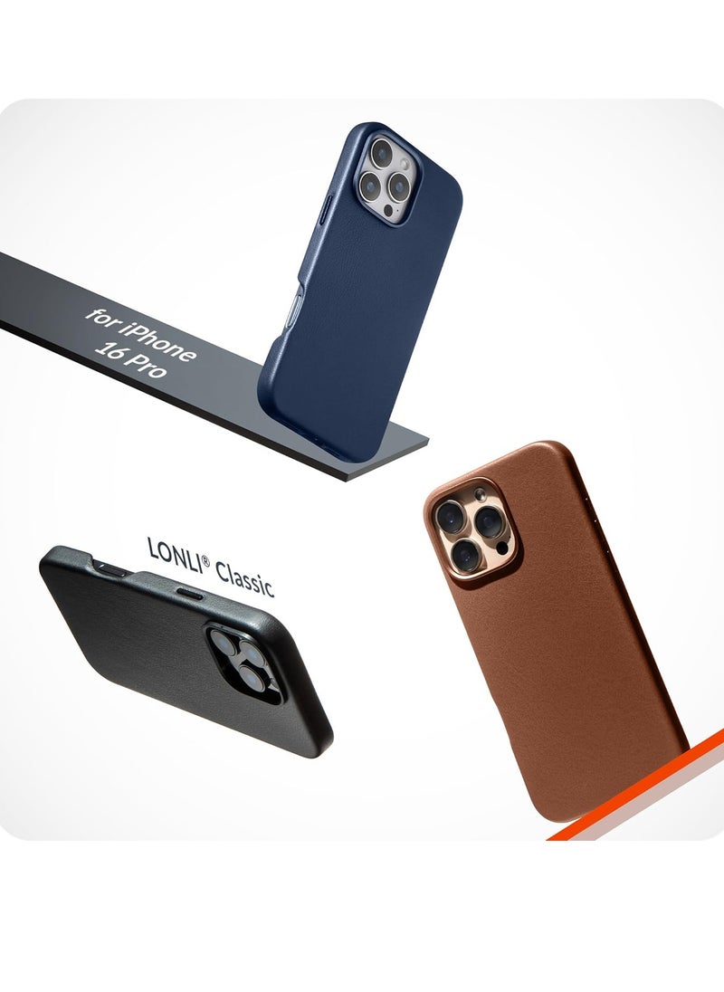 Timeless Dark Saddle Brown Leather iPhone 16 Pro Case – Softens with Use, MagSafe Compatible