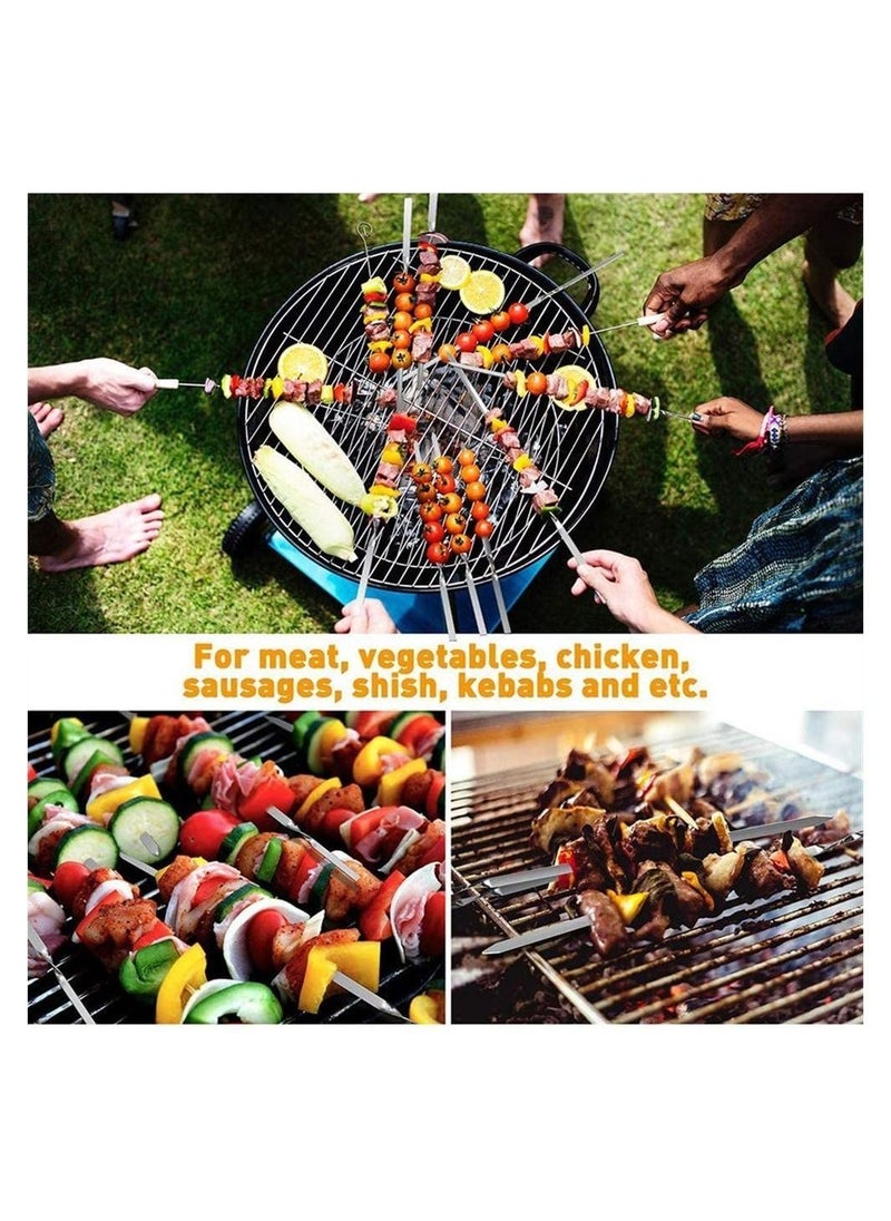 SYOSI Metal Skewers For Grilling Kabob Skewers Flat Barbecue Skewer Stainless Steel Shish Kebob Sticks Grilling Skewers Set Reusable Bbq Sticks For Shrimp Chicken Vegetable 12 Pcs 14 Inch  - Image 2