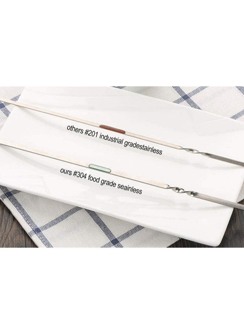 SYOSI Metal Skewers For Grilling Kabob Skewers Flat Barbecue Skewer Stainless Steel Shish Kebob Sticks Grilling Skewers Set Reusable Bbq Sticks For Shrimp Chicken Vegetable 12 Pcs 14 Inch  - Image 4