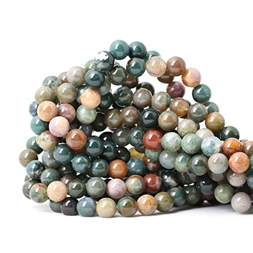 CHEAVIAN 45PCS 8mm Natural Indian Agate Gemstone Round Loose Beads for Jewelry Making DIY 1 Strand 15" - Image 1