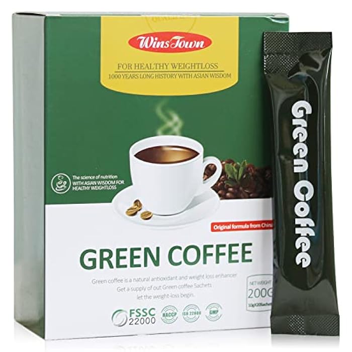 Wins Town Slimming Green Coffee, 200g Natural Diet Supplement for Healthy Weightloss, 20 Sachets - Image 1
