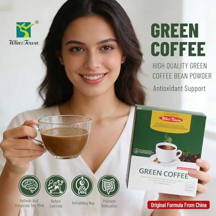 Wins Town Slimming Green Coffee, 200g Natural Diet Supplement for Healthy Weightloss, 20 Sachets - Image 2