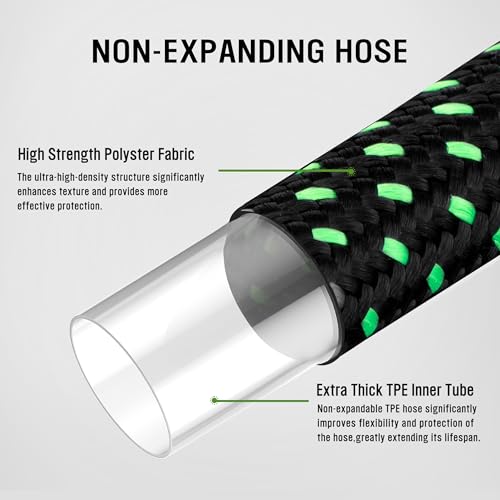 HBlife Garden Hose 50ft, Non Expandable Water Hose with 8 Watering Spray Nozzle, Flexible Lightweight Hose for Yard, Lawn, Car Wash and Outdoor - Image 3