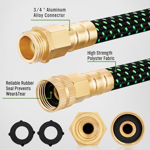 HBlife Garden Hose 50ft, Non Expandable Water Hose with 8 Watering Spray Nozzle, Flexible Lightweight Hose for Yard, Lawn, Car Wash and Outdoor - Image 2