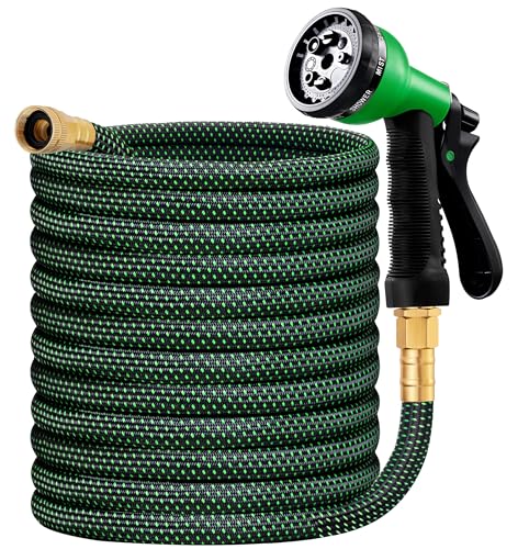HBlife Garden Hose 50ft, Non Expandable Water Hose with 8 Watering Spray Nozzle, Flexible Lightweight Hose for Yard, Lawn, Car Wash and Outdoor - Image 1