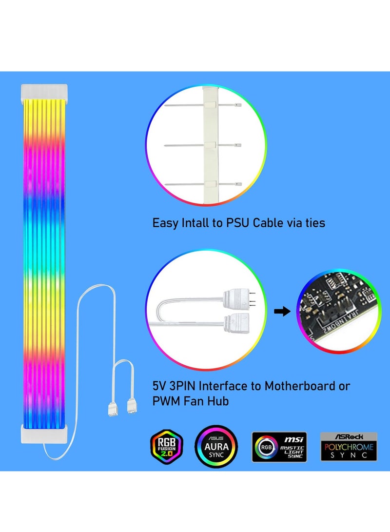 RGB Power Extension Cable Kit for PC PSU and GPU Cables Compatible with 6Pin 8Pin 12Pin 16Pin 24Pin Motherboards - Image 2