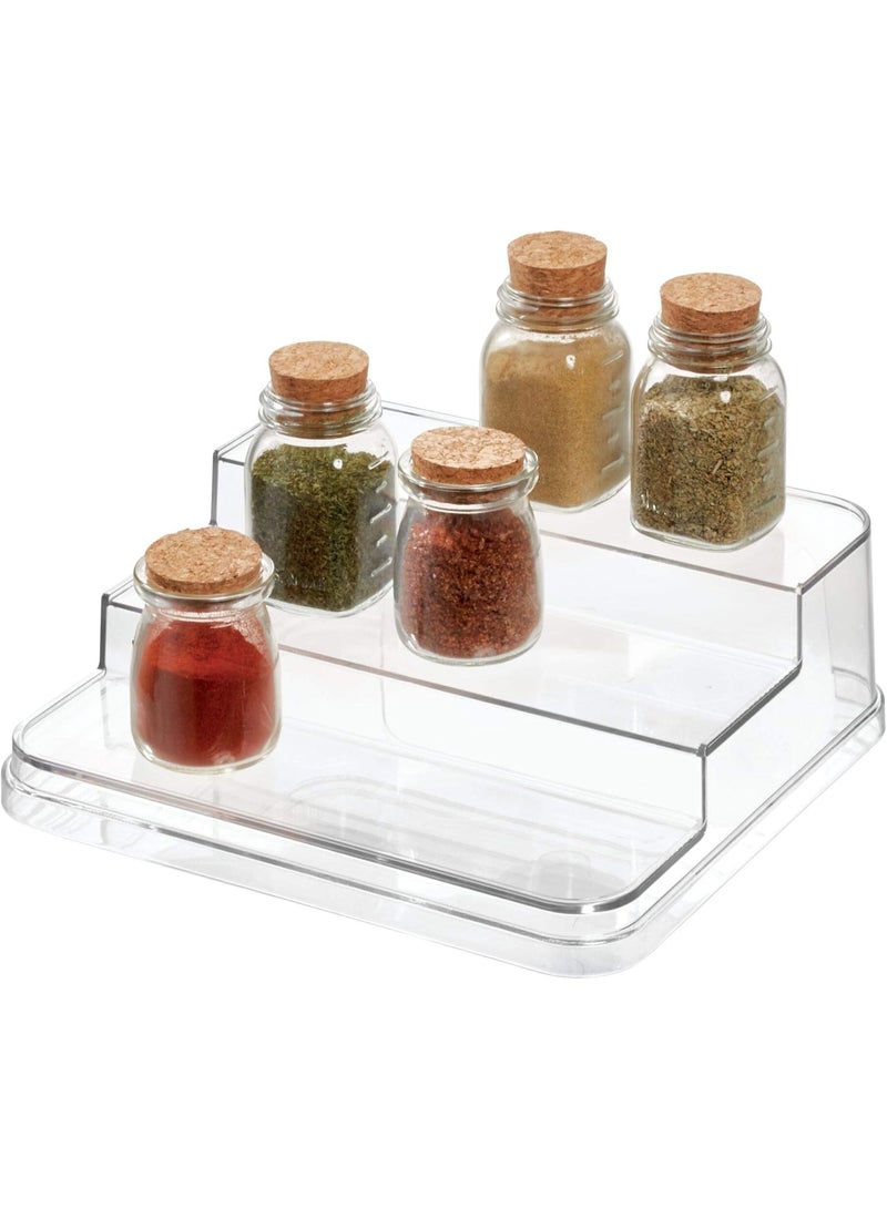 إنترديزاين رف توابل بلاستيكي أنيق بتصميم ملعب - منظم بثلاث طبقات لمخزن المطبخ، والخزانة، وأسطح العمل، وطاولة الزينة، والمكتب، وغرفة الحرف اليدوية | 9.6 بوصة × 0.55 بوصة × 3.47 بوصة | حل تخزين متين وموفر للمساحة - Image 1