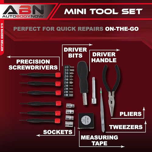 ABN 25-Piece Tri-Fold Mini Tool Set for Dorm, Travel, Office, Home Tool Kit with Case - Basic Tool Set for Home Repairs - Image 2