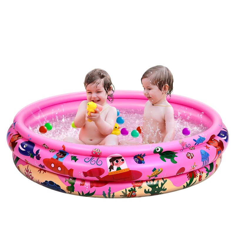 120cm PVC Inflatable Pool with Sprinkler Circular Water Splashing Pool Baby Bathing Swimming Pool Kids Toy ( World Pattern) - Image 1
