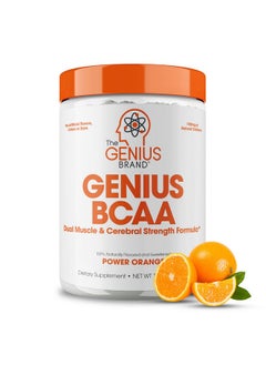 Genius Bcaa Energy Powder Orange Nootropic Amino Acids & Muscle Recovery Natural Vegan Bcaas Workout Supplement For Women & Men (Pre Intra & Post Workout) No Artificial Sweeteners