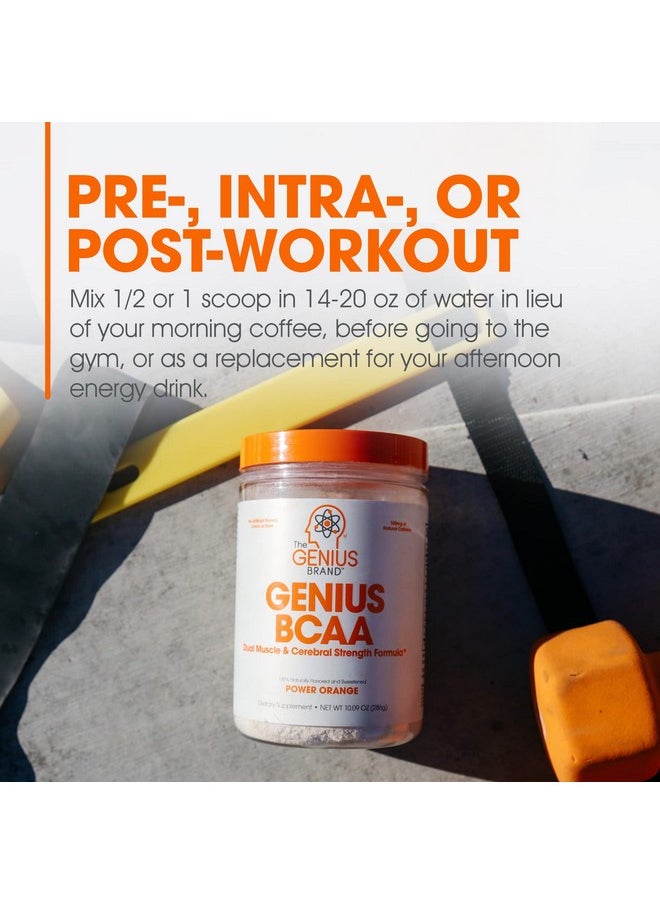 The Genius Brand - Genius Bcaa Energy Powder Orange Nootropic Amino Acids & Muscle Recovery Natural Vegan Bcaas Workout Supplement For Women & Men (Pre Intra & Post Workout) No Artificial Sweeteners - Image 1