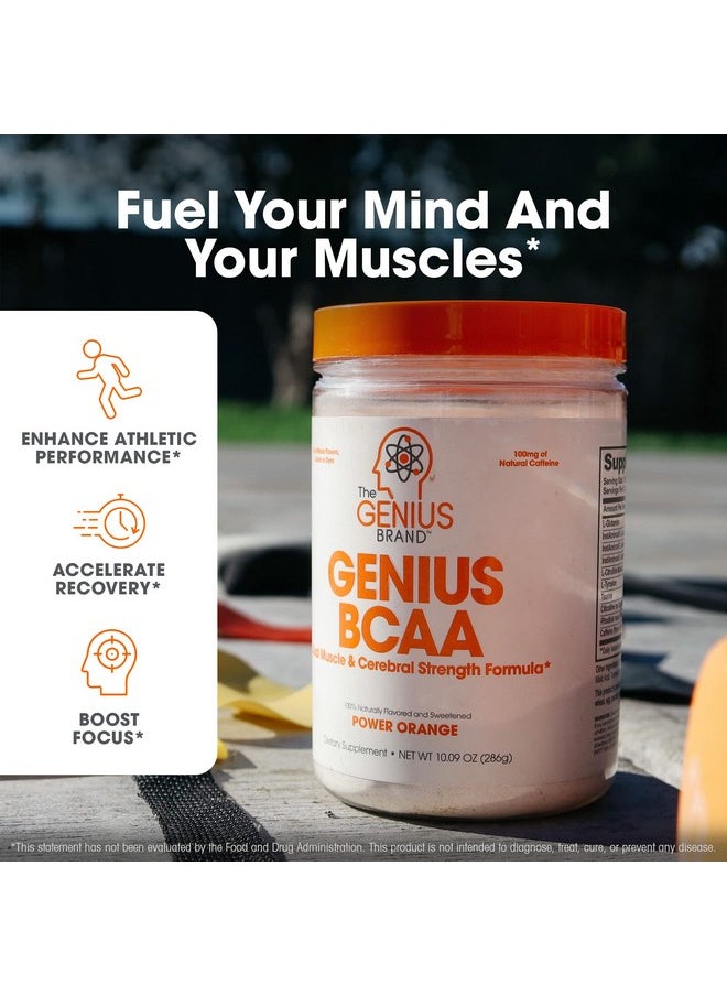 The Genius Brand - Genius Bcaa Energy Powder Orange Nootropic Amino Acids & Muscle Recovery Natural Vegan Bcaas Workout Supplement For Women & Men (Pre Intra & Post Workout) No Artificial Sweeteners - Image 1