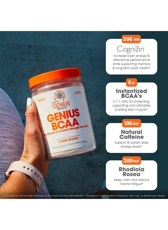 The Genius Brand - Genius Bcaa Energy Powder Orange Nootropic Amino Acids & Muscle Recovery Natural Vegan Bcaas Workout Supplement For Women & Men (Pre Intra & Post Workout) No Artificial Sweeteners - Image 1