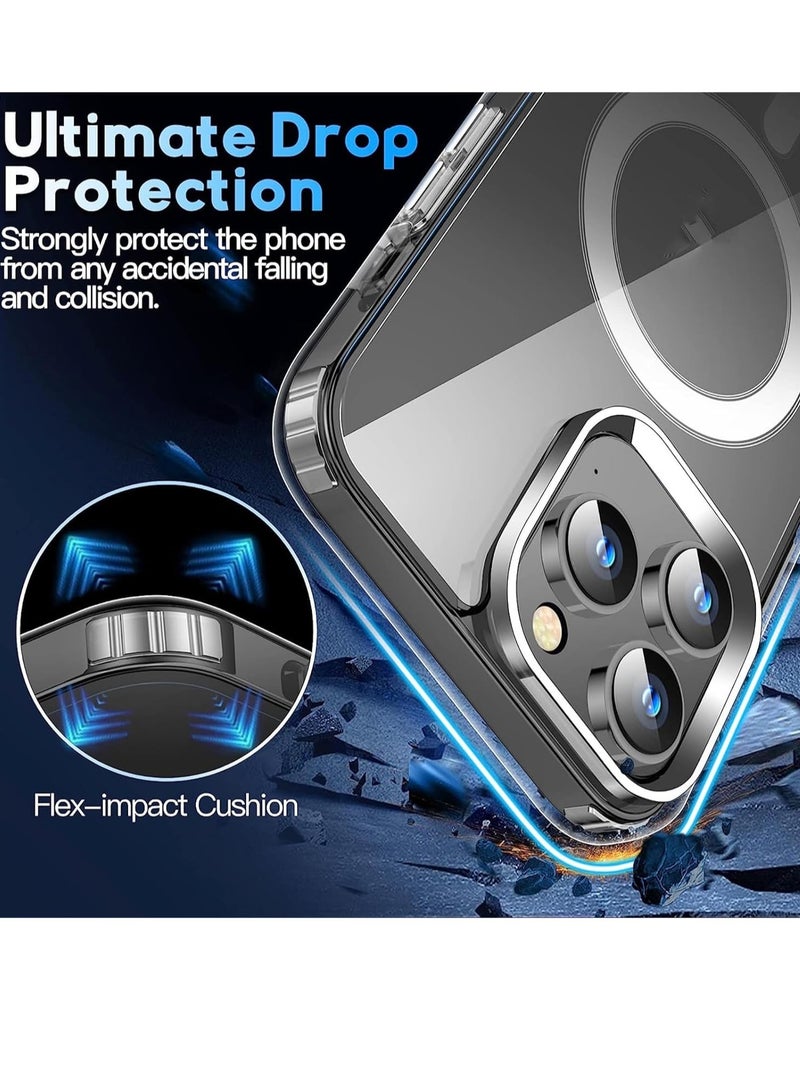 ELTRAZONE [5 in 1] for iPhone 15 Pro Max Case Magnetic [Compatible with Magsafe] [Tempered Glass Screen+Camera Lens Protector] Shockproof Slim Phone Cover for iphone 15 Pro Max Clear (iphone 15 Pro Max) - Image 4