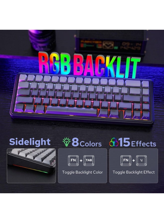 AULA F65 65% Wireless Mechanical Keyboard, Hot Swappable Gasket Custom Gaming Keyboard with Five-Layer Padding, RGB Backlit, Bluetooth/2.4GHz/USB-C (Black, Reaper Switch) - Image 5