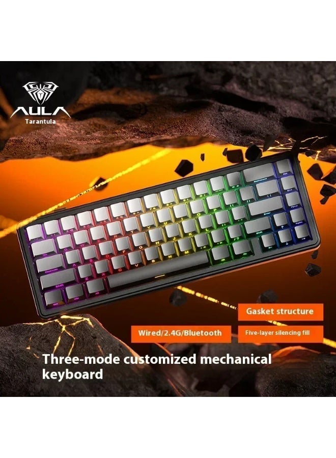 AULA F65 65% Wireless Mechanical Keyboard, Hot Swappable Gasket Custom Gaming Keyboard with Five-Layer Padding, RGB Backlit, Bluetooth/2.4GHz/USB-C (Black, Reaper Switch) - Image 1