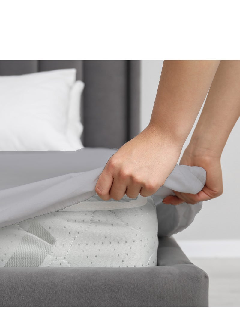 Infinitee Xclusives - Infinitee Xclusives Twin Size Fitted Sheet (100 cm x 190 cm) – 40cm Deep Pocket Bed Sheet – Soft Microfiber – Shrink Resistant Bed Sheet – 1 Fitted Bed Sheet Only (Grey) - Image 1